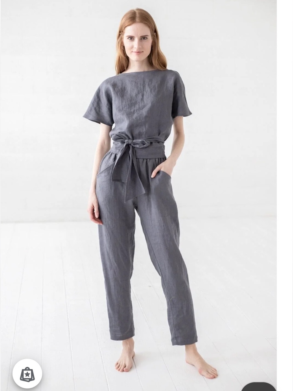 Old Linen Mill | Casual Loose Linen Pants in Yellow Sand XS